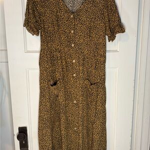 SHEIN Brown Leopard Print Maxi Dress